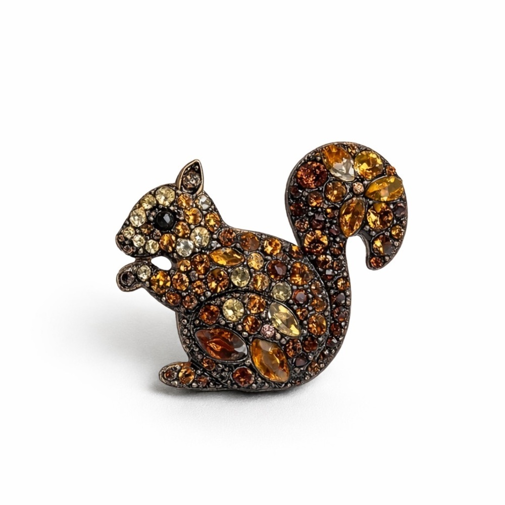 Sparkling Squirrel Brooch With Gem Accents Squirrel